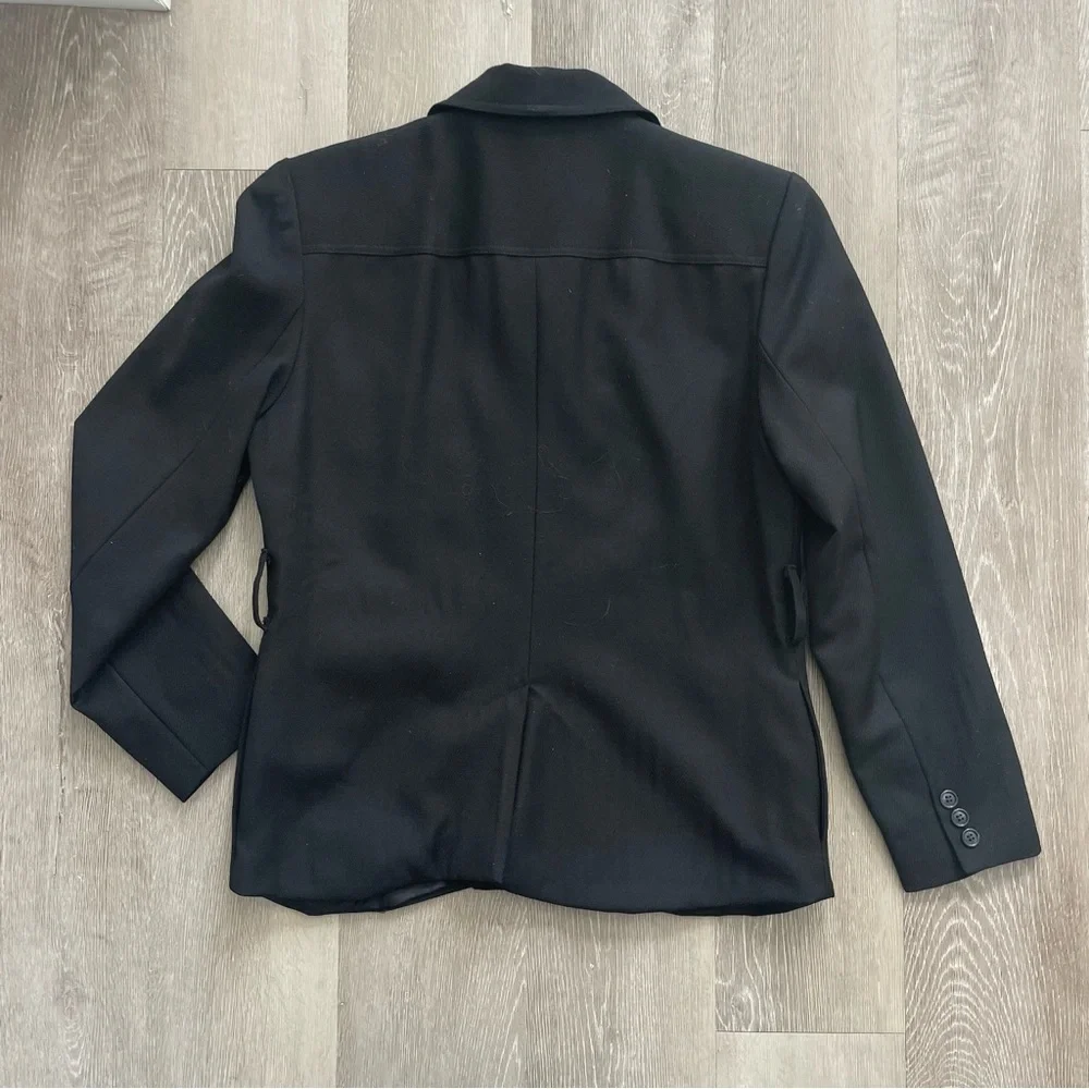 Vintage Henri Bendel Wool Blazer Jacket Black Pockets
